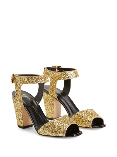 Shop Giuseppe Zanotti Emmanuelle 80mm Leather Sandals In Gold