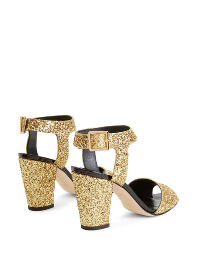 Shop Giuseppe Zanotti Emmanuelle 80mm Leather Sandals In Gold