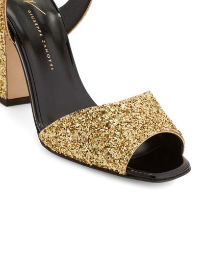 Shop Giuseppe Zanotti Emmanuelle 80mm Leather Sandals In Gold