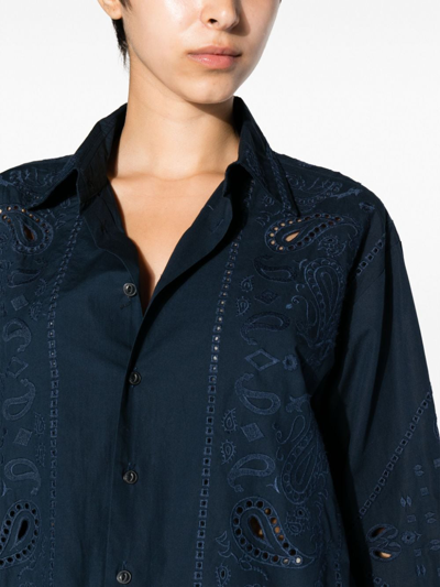 Shop Rag & Bone Paisley-embroidered Cotton Shirt In Blue