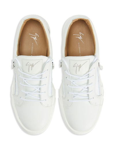 Shop Giuseppe Zanotti The Shark 5.0 Leather Sneakers In White