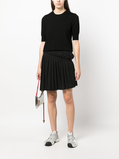 P.a.r.o.s.h Short-sleeved Wool-blend Blouse In Black