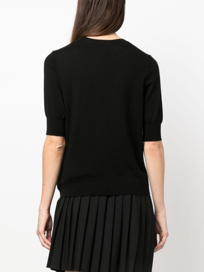 Shop P.a.r.o.s.h Short-sleeved Wool-blend Blouse In Black