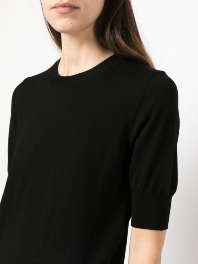 Shop P.a.r.o.s.h Short-sleeved Wool-blend Blouse In Black