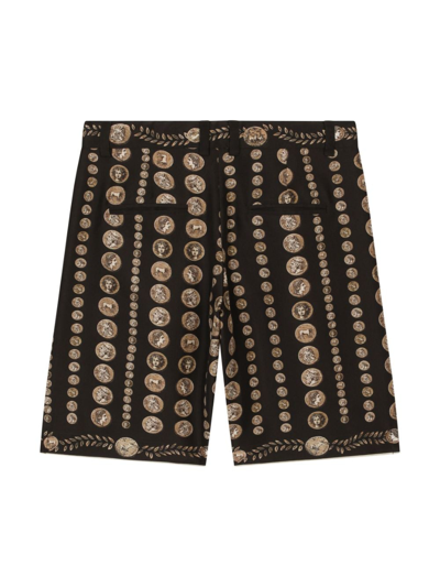 Dolce & Gabbana Coin-print Silk Shorts In Brown