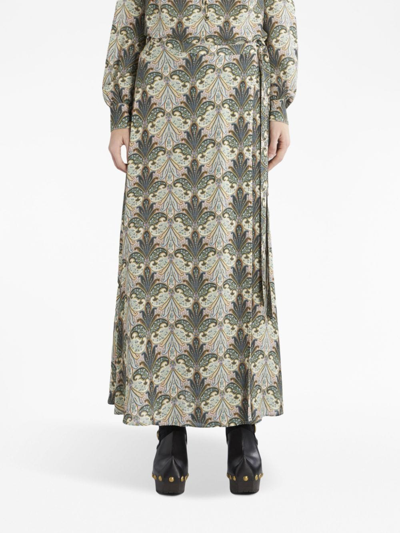 Shop Etro Graphic-print Long Skirt In Neutrals