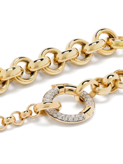 Shop Yvonne Léon 18kt Yellow Gold Jaseron Diamond Chain Bracelet