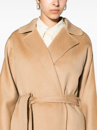 Shop P.a.r.o.s.h Belted Wool Coat In Neutrals