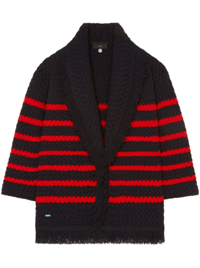 Shop Alanui The Mariner Striped Chunky-knit Cardigan In Blue