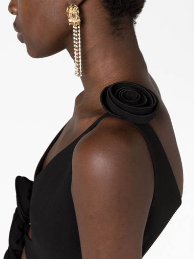 Shop Magda Butrym Floral-appliqué Cut-out Minidress In Black