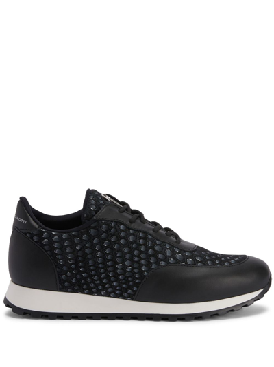 Shop Giuseppe Zanotti Jimi Running Panelled Leather Sneakers In Black