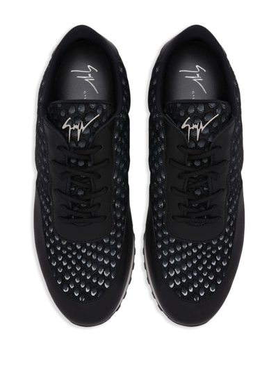 Shop Giuseppe Zanotti Jimi Running Panelled Leather Sneakers In Black