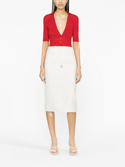 Shop Jacquemus High-waisted Pencil Skirt In White