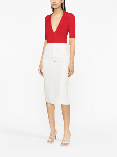 Shop Jacquemus High-waisted Pencil Skirt In White