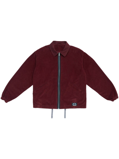 Shop Marcelo Burlon County Of Milan County Label Corduroy Jacket In Red