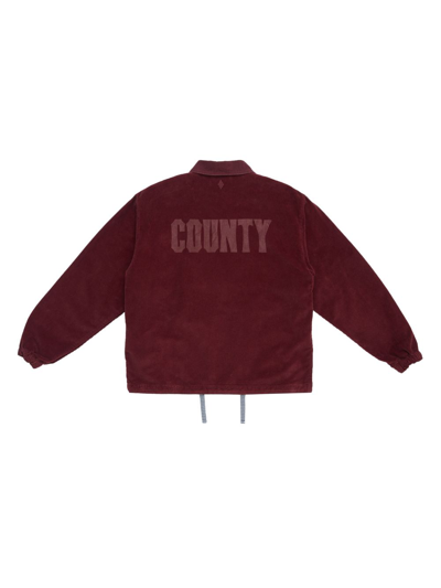 Shop Marcelo Burlon County Of Milan County Label Corduroy Jacket In Red