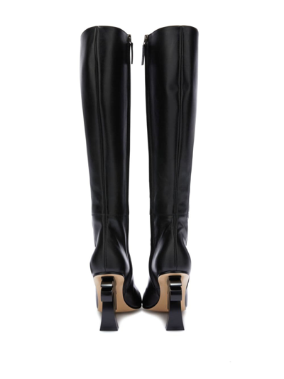Palm Angels Palm-heel Leather Knee Boots In Black