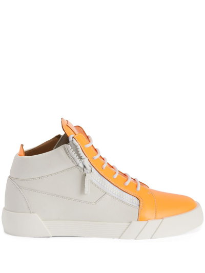 Shop Giuseppe Zanotti Frankie Leather Sneakers In Orange