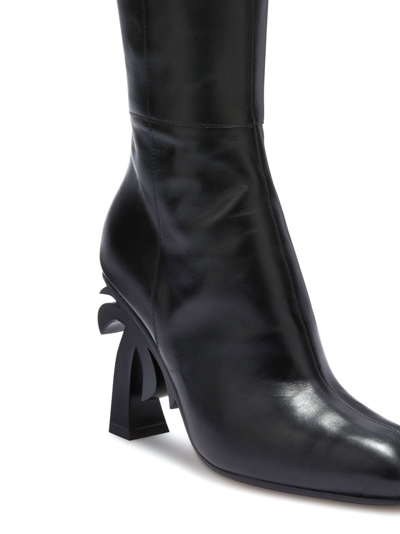 Palm Angels Palm-heel Leather Knee Boots In Black