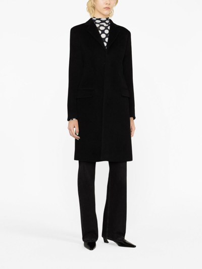Shop Mm6 Maison Margiela Virgin Wool-mohair Blend Coat In Black