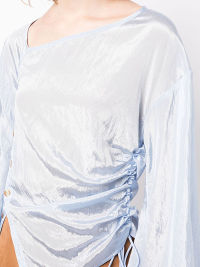 Shop Rejina Pyo Gathered-detail Long-sleeve Top In Blue