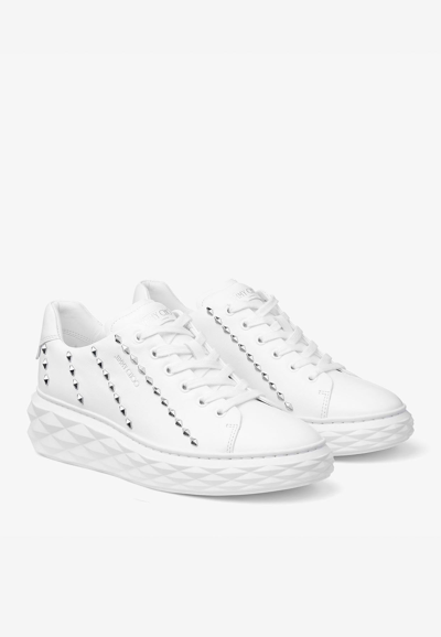Jimmy Choo Diamond Light Maxi Leather Low-top Trainers In White