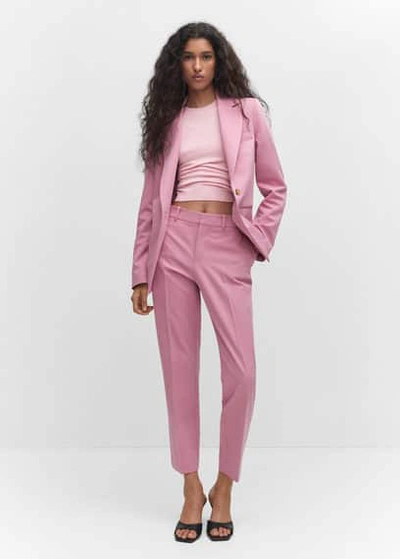 Shop Mango Fitted Suit Jacket Pink