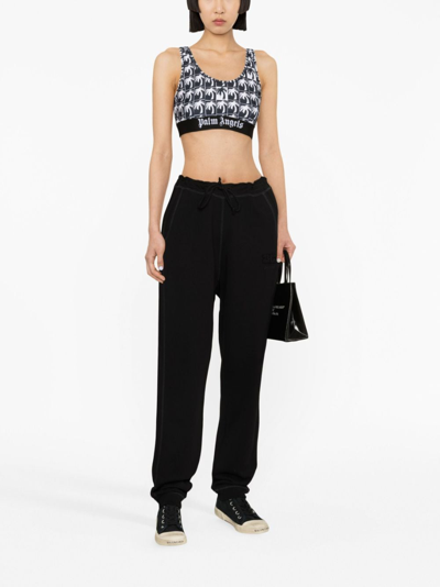 Shop Palm Angels Palm Tree-print Cropped Top In Schwarz