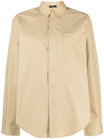 Shop R13 Long-sleeve Cotton Shirt In Braun