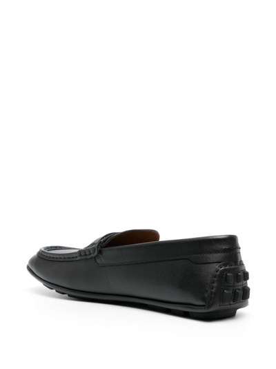 Shop Bally Logo-plaque Leather Loafers In Schwarz