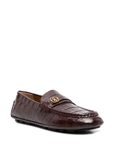 Shop Bally Logo-plaque Leather Loafers In Braun
