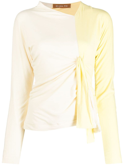 Shop Rejina Pyo Gathered-detail Long-sleeve Top In Yellow