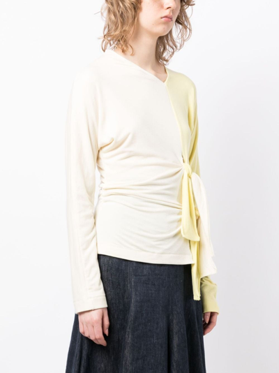 Shop Rejina Pyo Gathered-detail Long-sleeve Top In Yellow