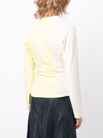 Shop Rejina Pyo Gathered-detail Long-sleeve Top In Yellow