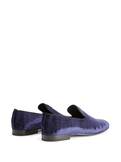 Shop Giuseppe Zanotti G-flash Crocodile-effect Loafers In Blau