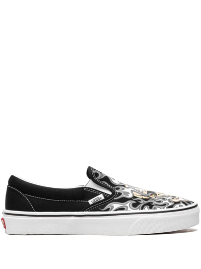 Shop Vans Classic Slip-on "flame Skull" Sneakers In Schwarz