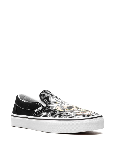 Shop Vans Classic Slip-on "flame Skull" Sneakers In Schwarz