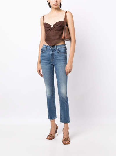 Shop Mother Rascal Mid-rise Cropped Jeans In Blau