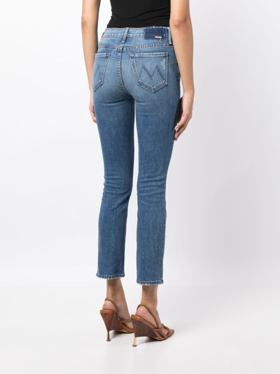 Shop Mother Rascal Mid-rise Cropped Jeans In Blau