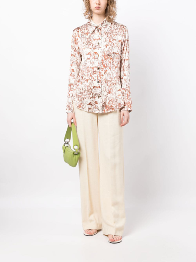 Shop Rejina Pyo Kora Printed Silk-blend Blouse In Neutrals