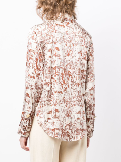 Shop Rejina Pyo Kora Printed Silk-blend Blouse In Neutrals