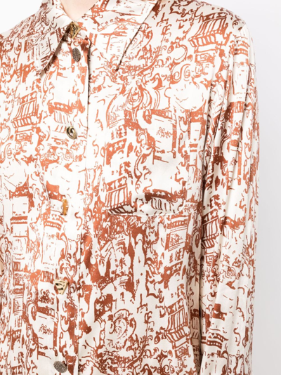 Shop Rejina Pyo Kora Printed Silk-blend Blouse In Neutrals