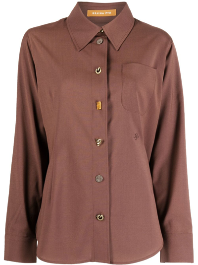 Shop Rejina Pyo Long-sleeve Button-fastening Shirt In Brown