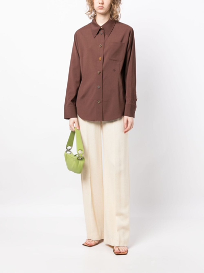 Shop Rejina Pyo Long-sleeve Button-fastening Shirt In Brown