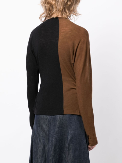 Shop Rejina Pyo Two-tone Long-sleeve Top In Black