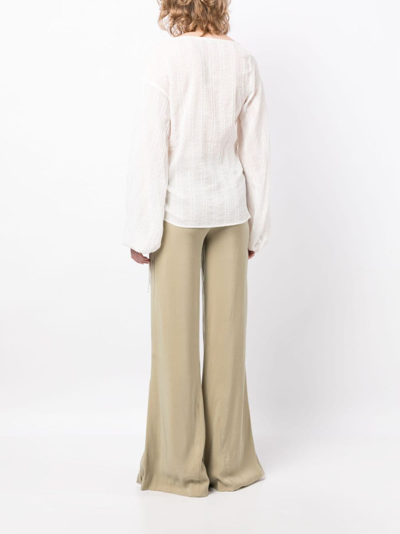 Shop Rejina Pyo Button-detail Long-sleeve Blouse In White