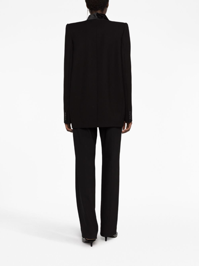 Khaite Asymmetrical Satin Lapel Blazer In Black