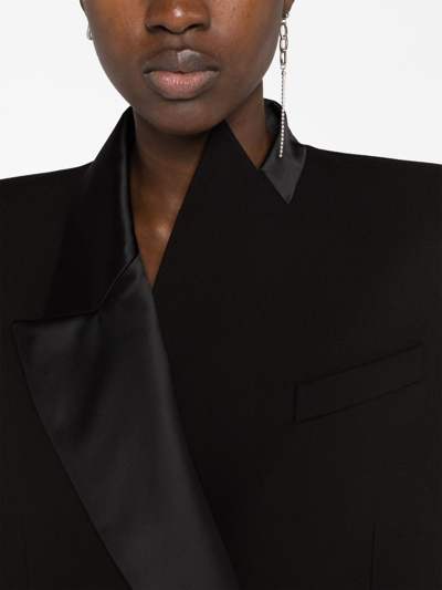 Khaite Asymmetrical Satin Lapel Blazer In Black