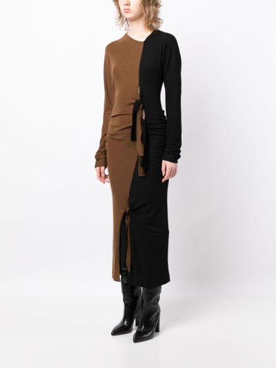 Shop Rejina Pyo Two-tone Wool Dress In Black