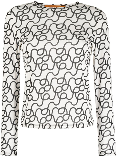 Shop Rejina Pyo Graphic-print Long-sleeve Top In White